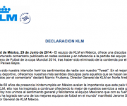 KLM Disculpa Mexico Holanda Mundial 2014