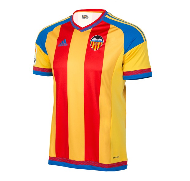 modo mezclador Abolido Camiseta Valencia adidas away Senyera 2015-16 frente - Marca de Gol