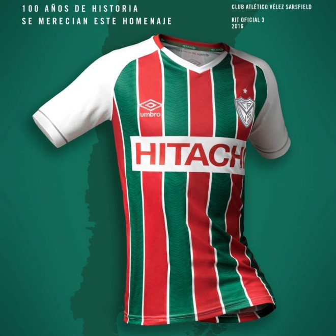 Camiseta de Vélez alternativa tricolor 2016